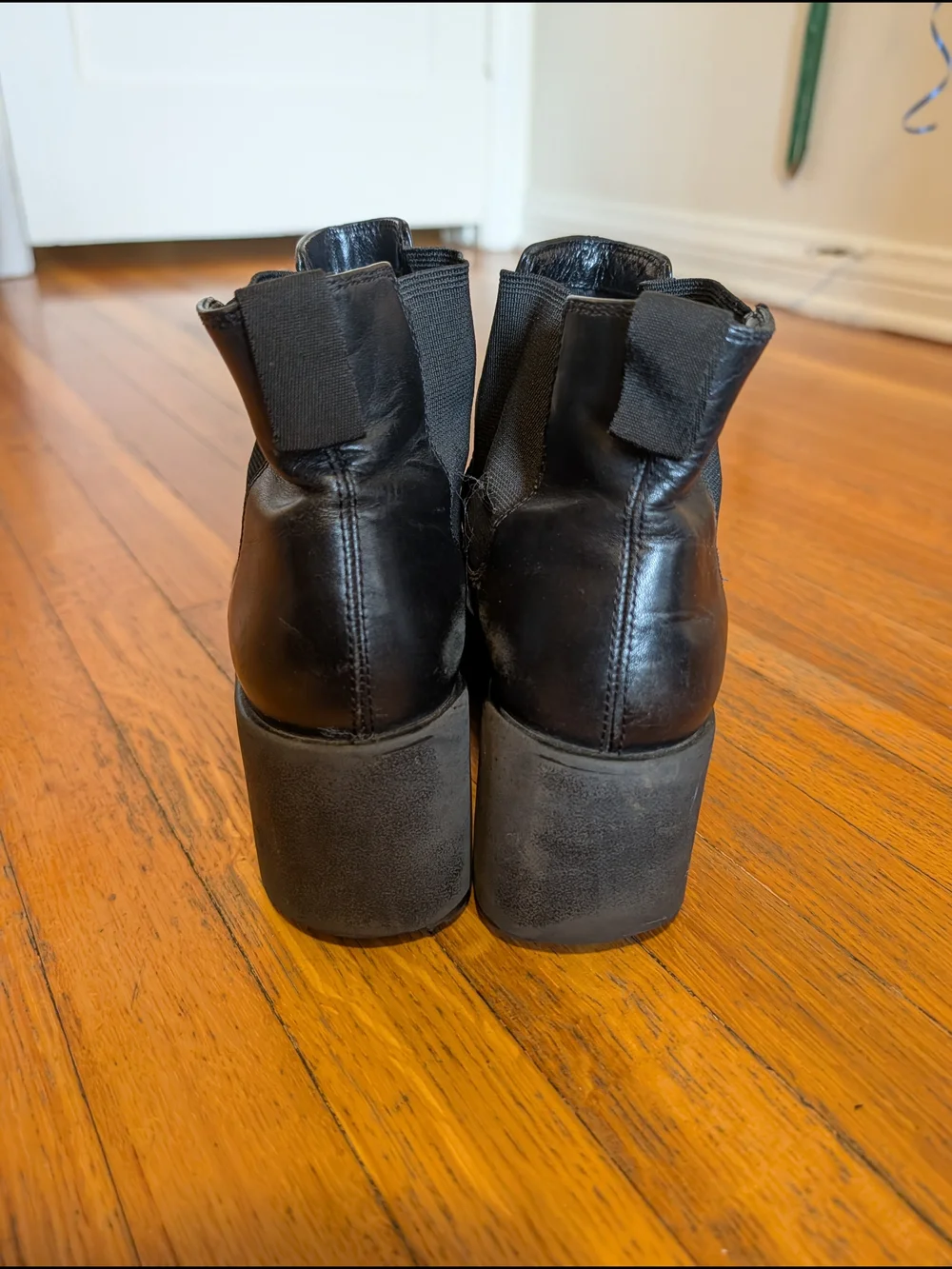 Black Platform Chelsea Ankle Boots - Women's Size 40